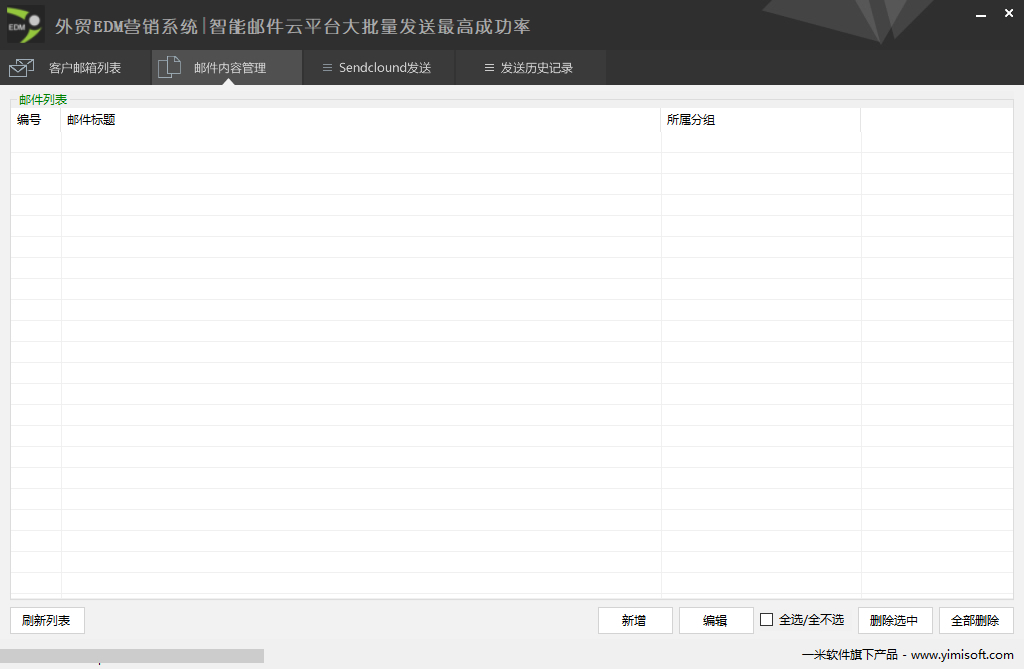 邮件内容编辑管理列表